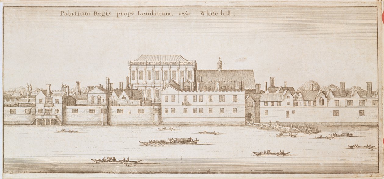 Uitzicht op Whitehall, 1645 door Wenceslaus Hollar