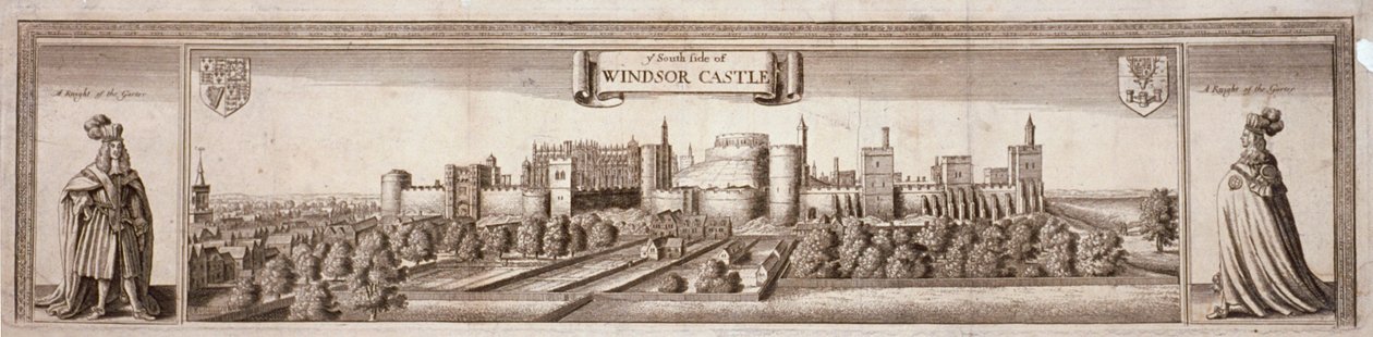 Zicht op de zuidkant van Windsor Castle, Berkshire, ca. 1660 door Wenceslaus Hollar