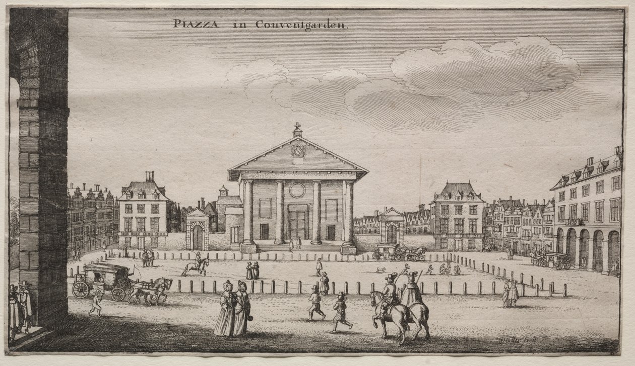 Gezichten van Londen: Het Piazza in Covent Garden door Wenceslaus Hollar