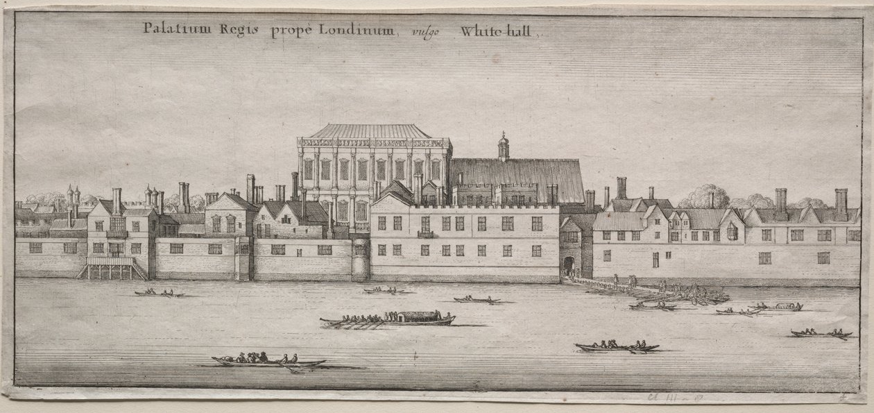 Gezichten van Londen: Whitehall vanaf de Rivier door Wenceslaus Hollar