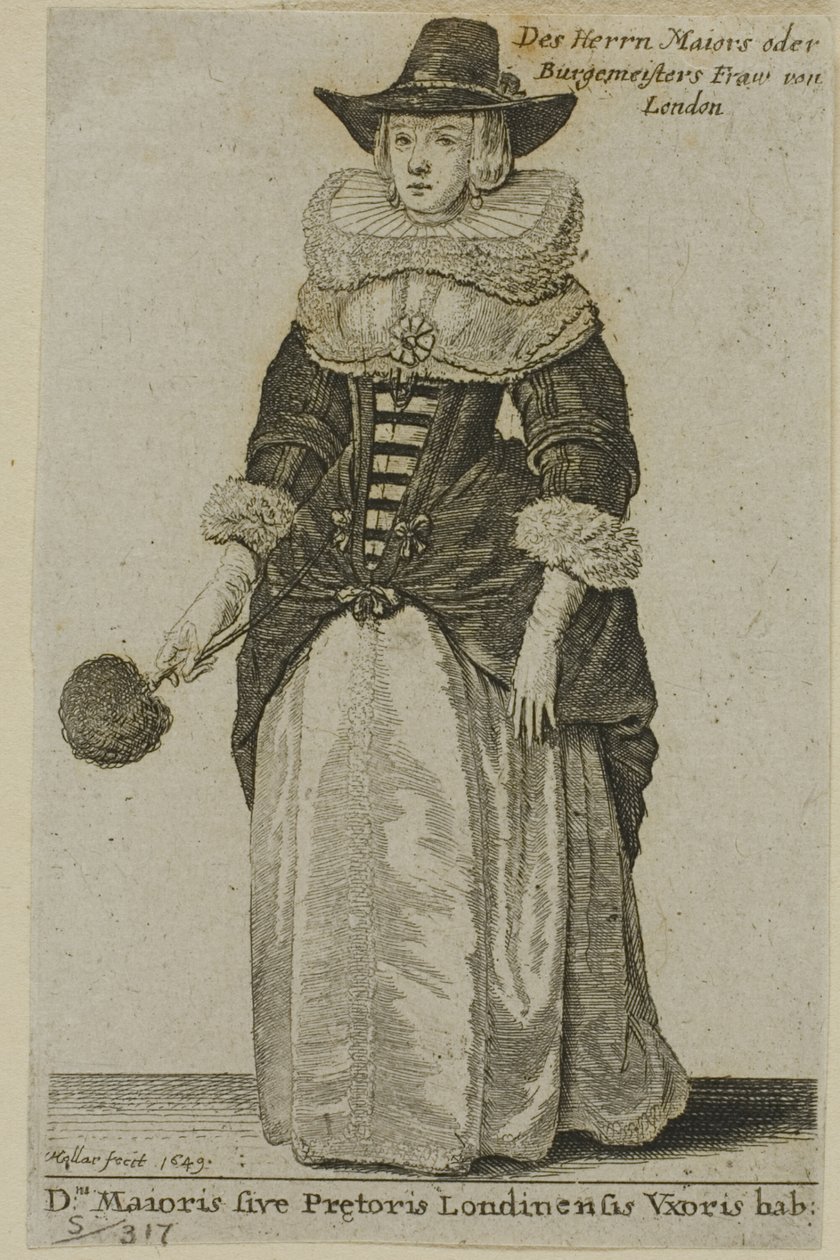 Vrouw van de Burgemeester van Londen door Wenceslaus Hollar