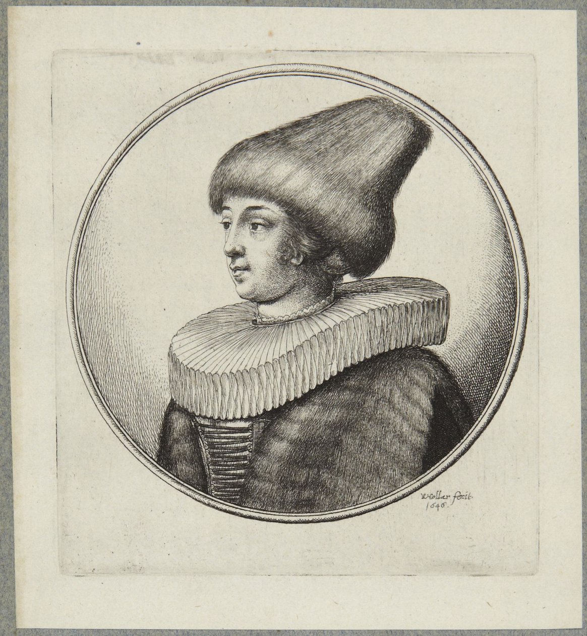 Vrouw met een puntige bontmuts door Wenceslaus Hollar