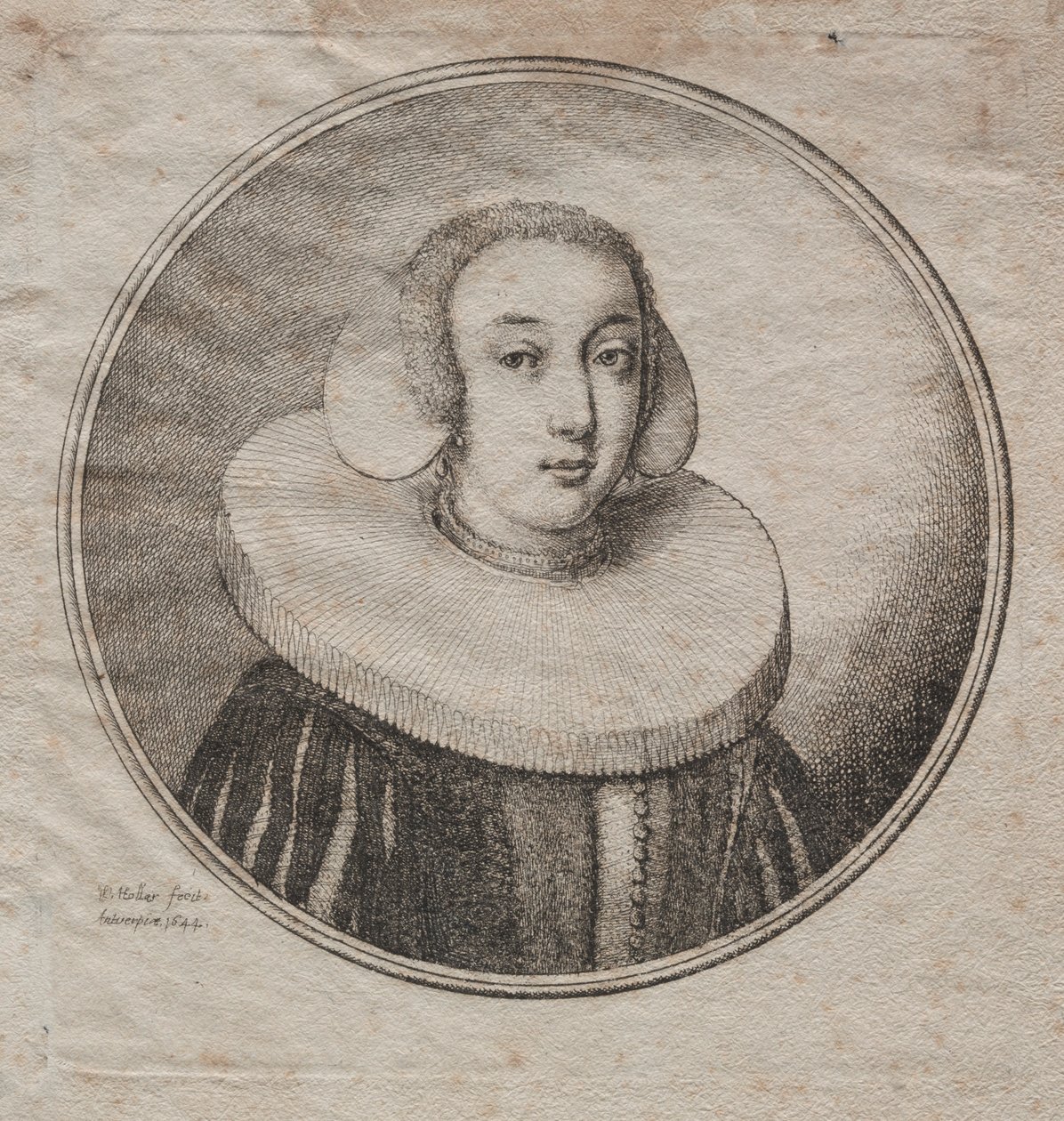Vrouw met een molensteen kraag, 1644 door Wenceslaus Hollar