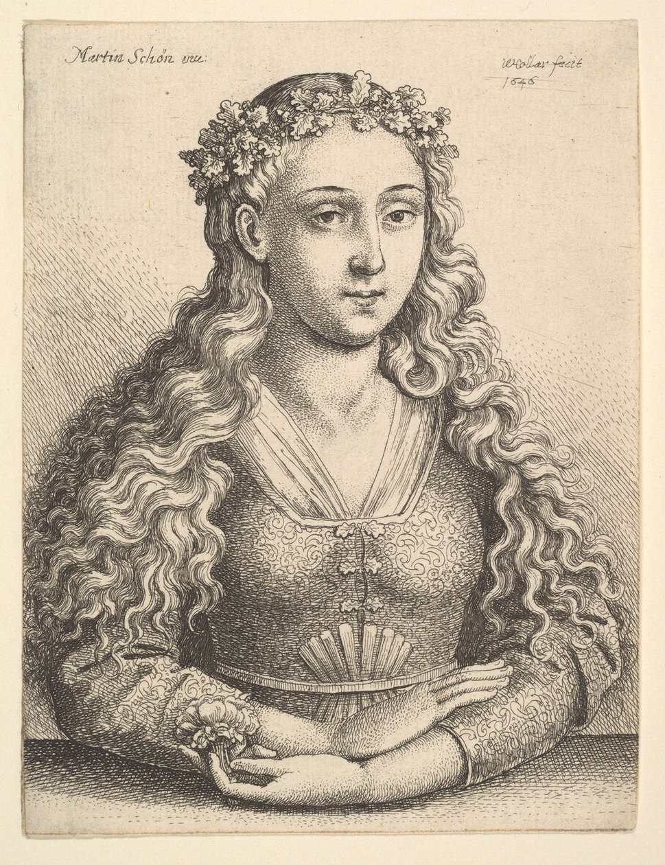 Vrouw met een krans van eikenbladeren, 1646 door Wenceslaus Hollar