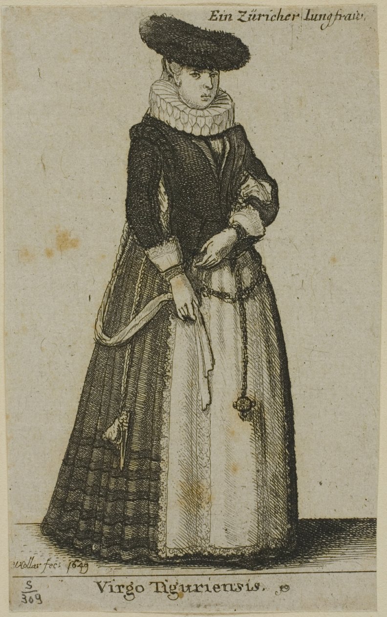 Jonge Züricher Vrouw door Wenceslaus Hollar