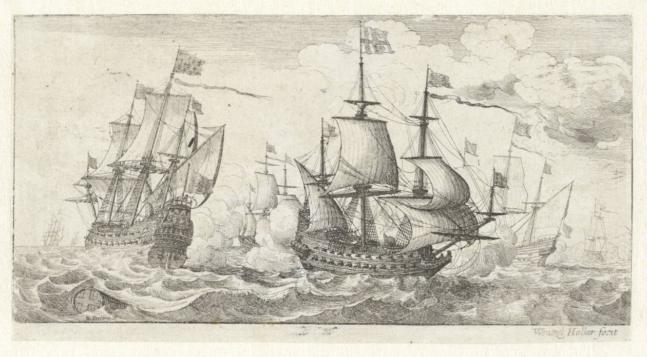 Zeeslag door Wenceslaus Hollar