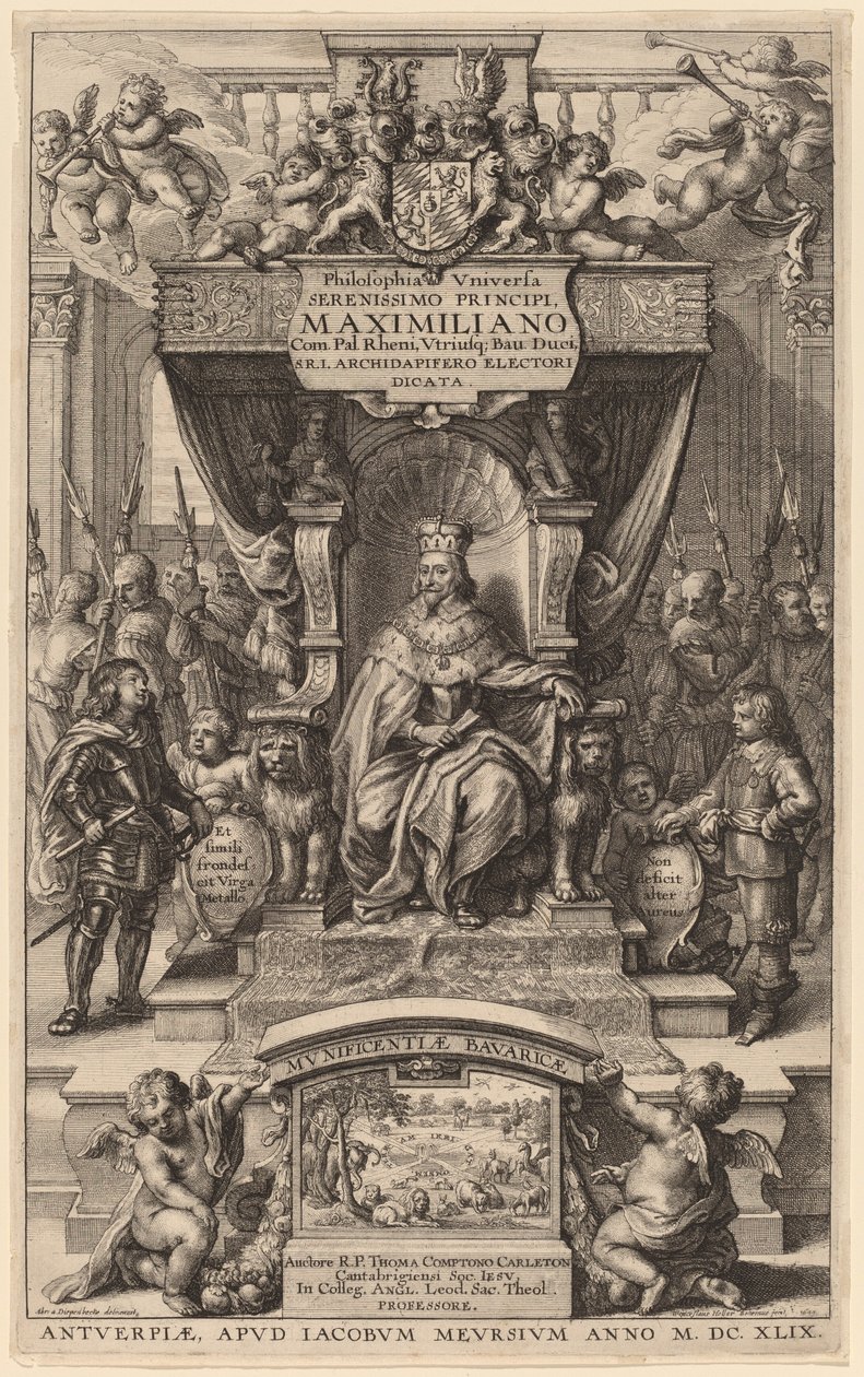 Titelpagina van "Philosophia Universia" door Wenceslaus Hollar after Abraham van Diepenbeeck