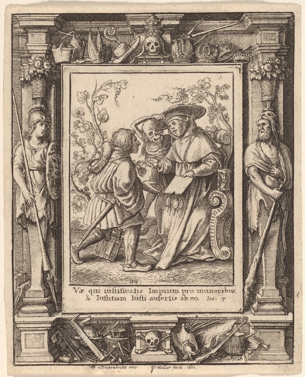 Kardinaal door Wenceslaus Hollar after Hans Holbein the Younger after Abraham van Diepenbeeck