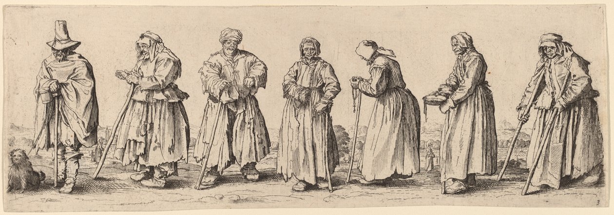 Bedelaars Mannen en Vrouwen door Wenceslaus Hollar after Jacques Callot