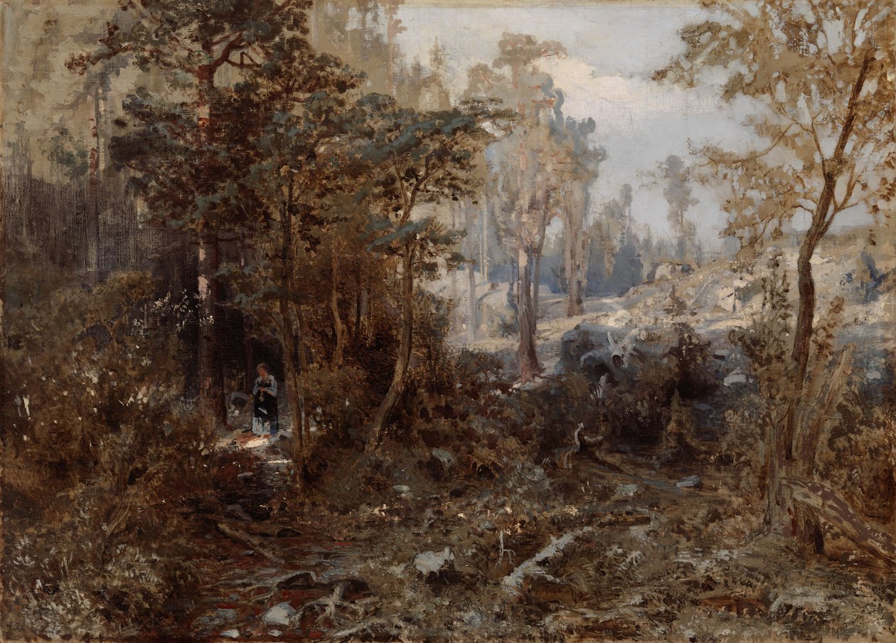Boslandschap bij Näsijärvi; Onvoltooid door Werner Holmberg