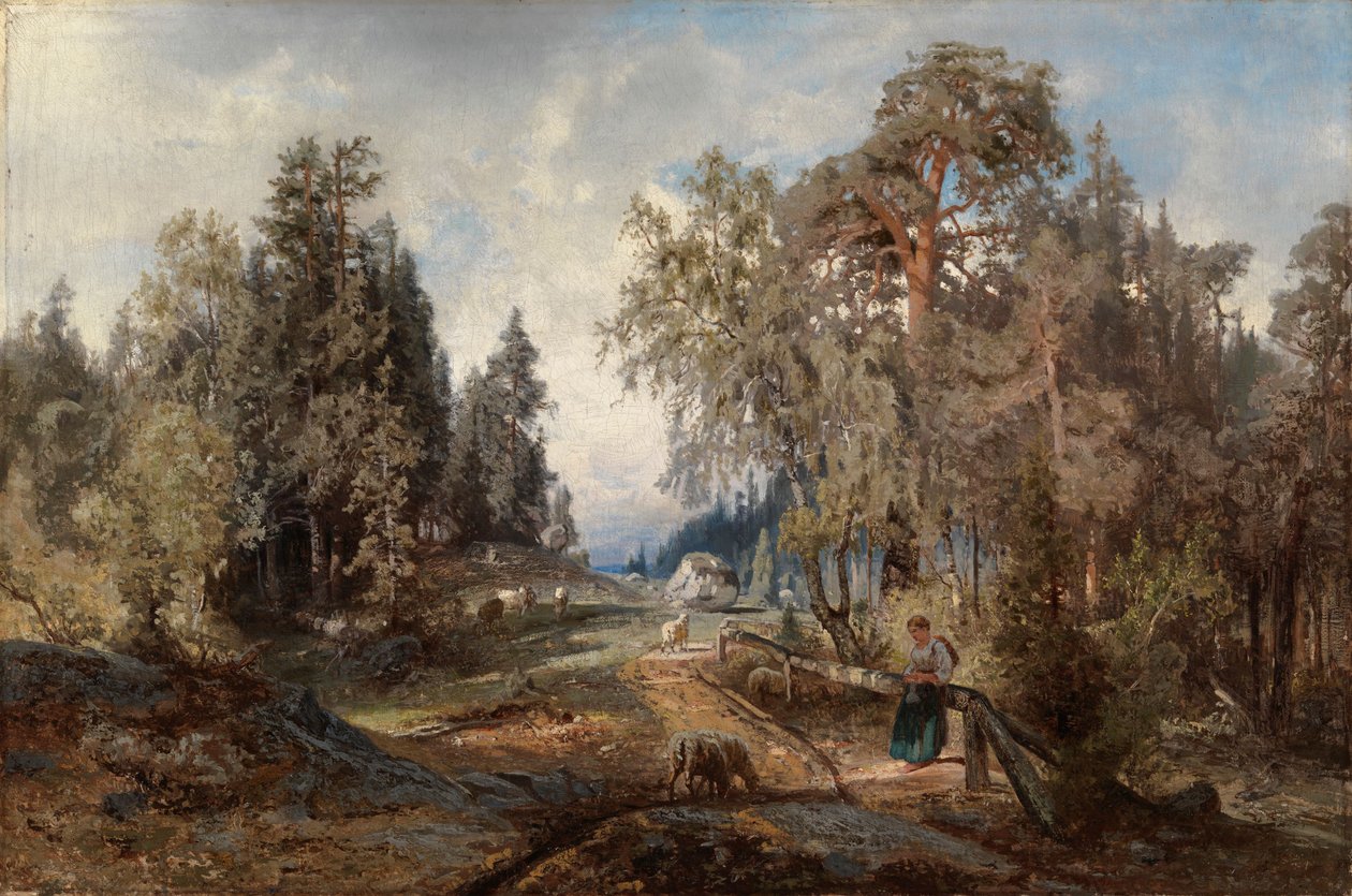 Landschap met schapen door Werner Holmberg