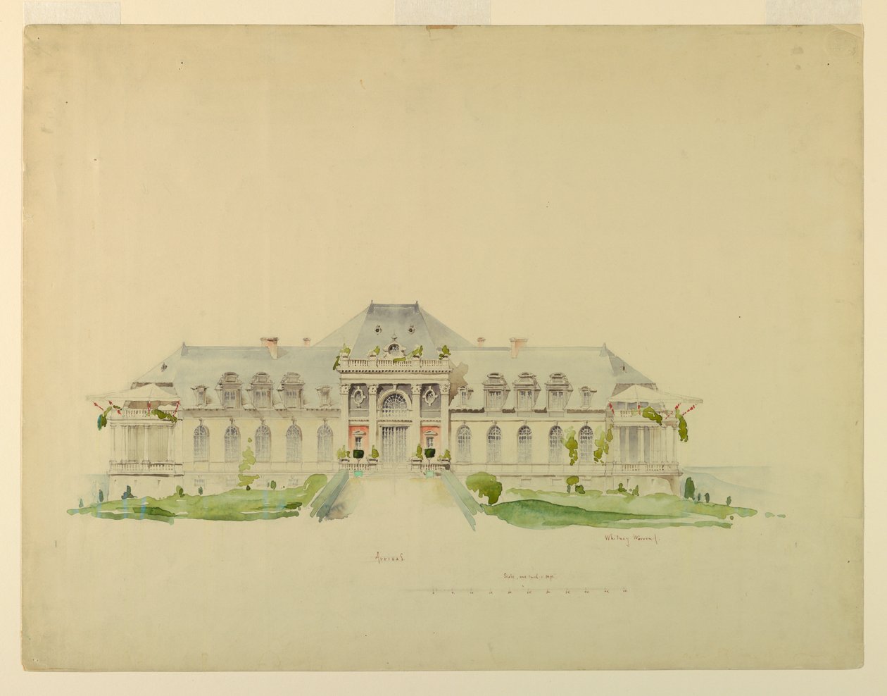 Vooraanzicht van de Newport Country Club, Harrison Avenue, Newport, Rhode Island door Whitney Warren Jr.