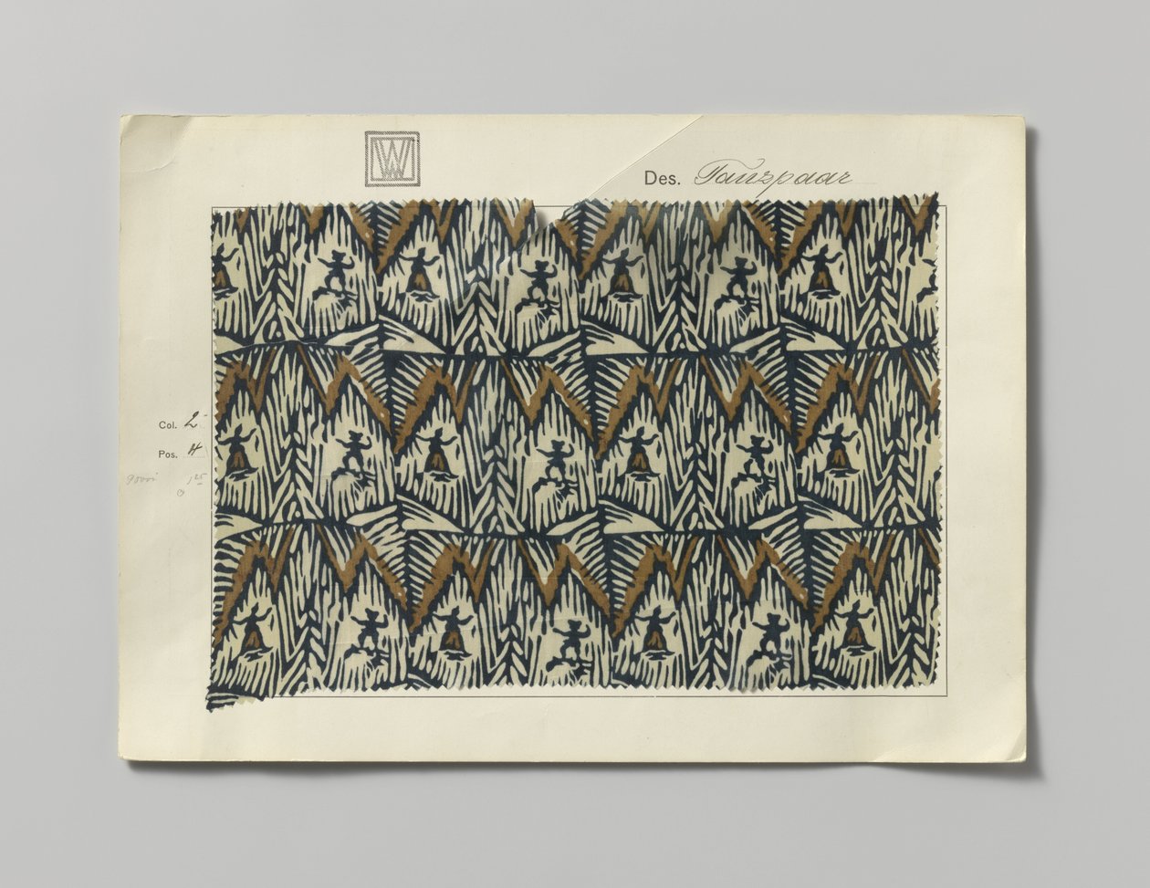 Staal met bedrukte zijde, dessin Tanzpaar door Wiener Werkstätte
