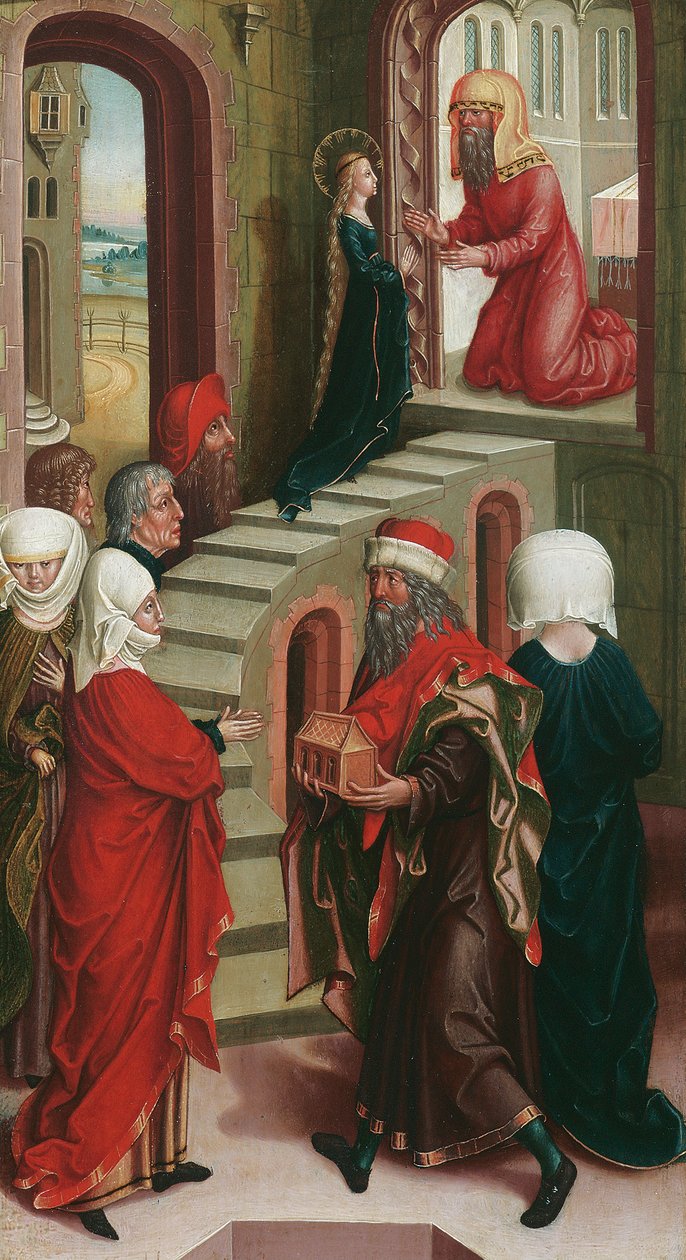 Tempelgang van Maria door Wiener oder niederösterreichischer Maler