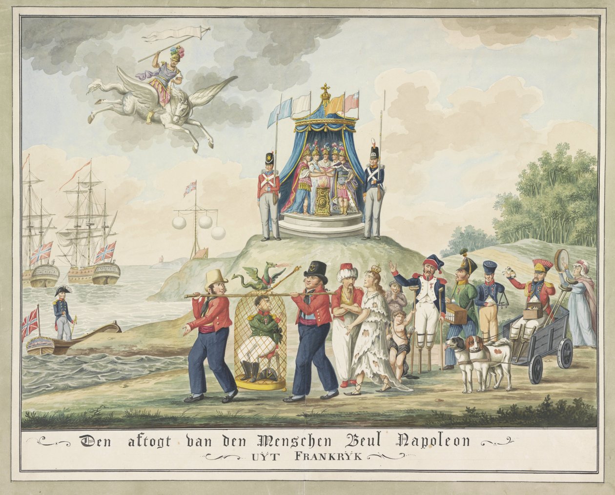 Napoleons verbanning naar Elba, 1814 door Wijnand Esser (attributed to)