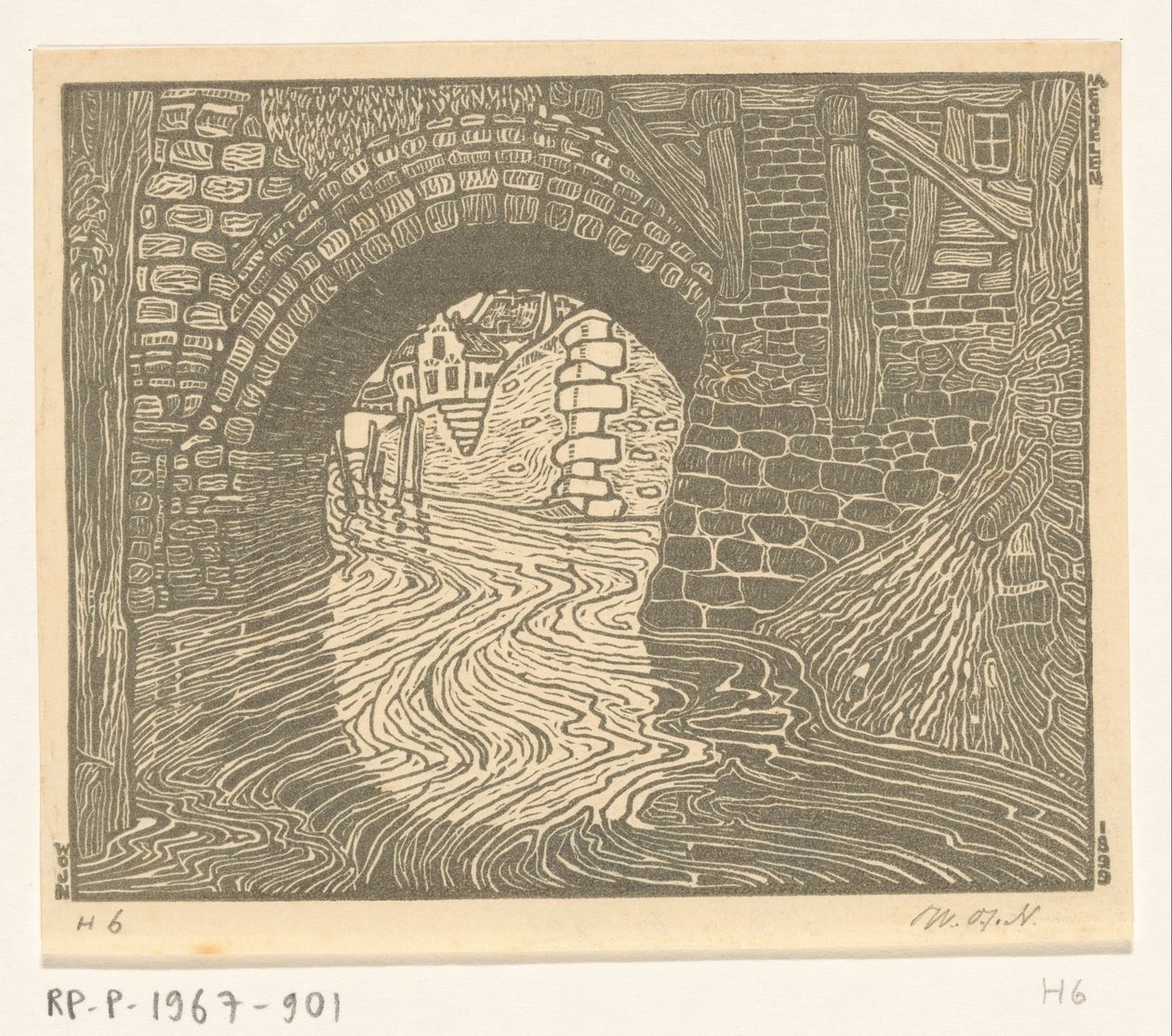 Brug te Mechelen door Wijnand Otto Jan Nieuwenkamp (signed by artist)