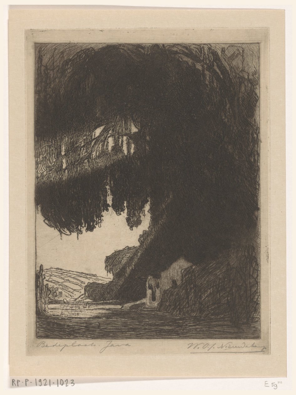 Chinese kapel in de omgeving van Semarang op Java door Wijnand Otto Jan Nieuwenkamp (signed by artist)