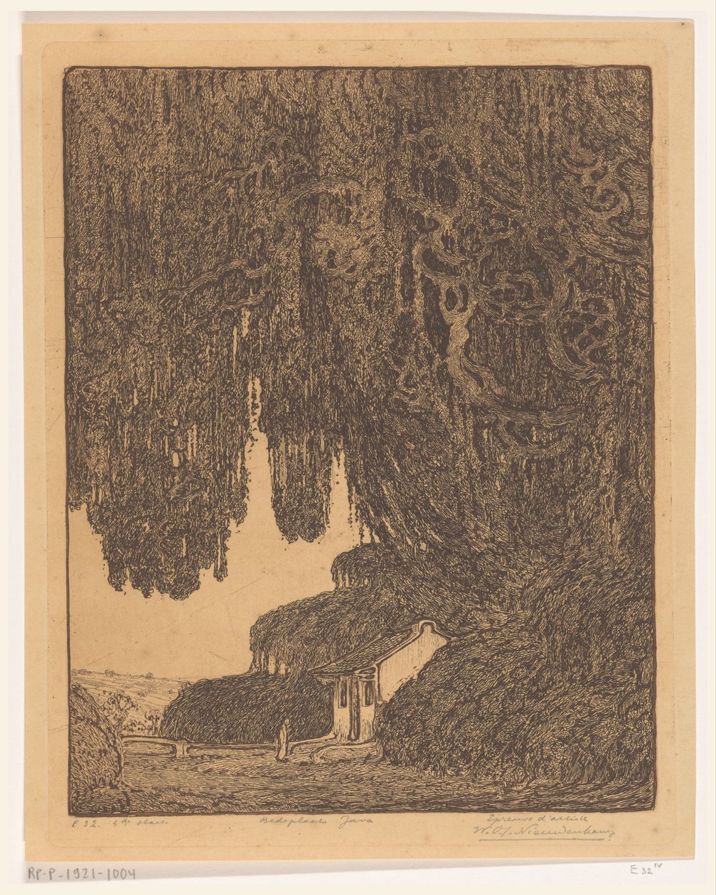 Chinese kapel in de omgeving van Semarang op Java door Wijnand Otto Jan Nieuwenkamp (signed by artist)