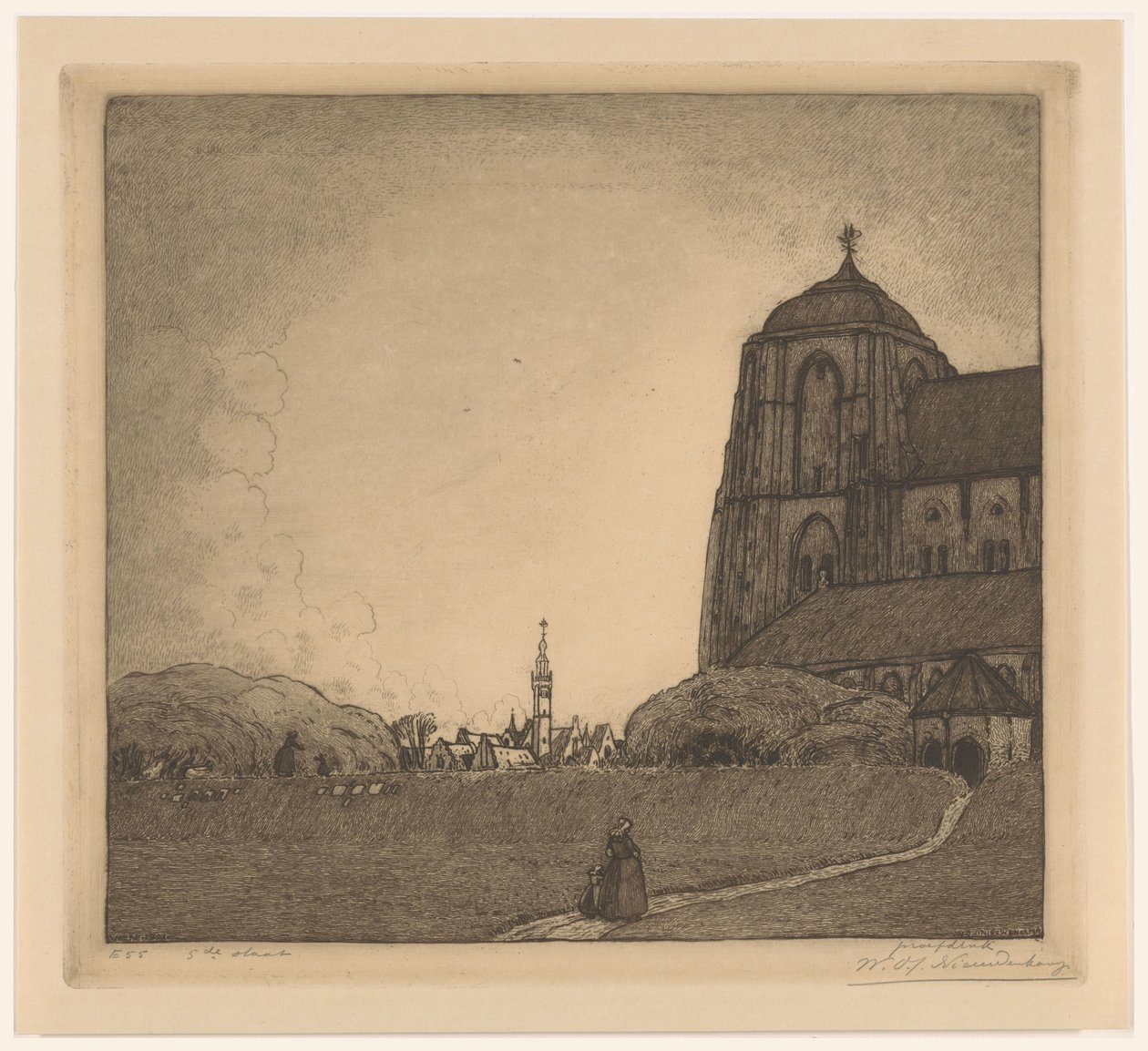 Gezicht op Veere door Wijnand Otto Jan Nieuwenkamp (signed by artist)