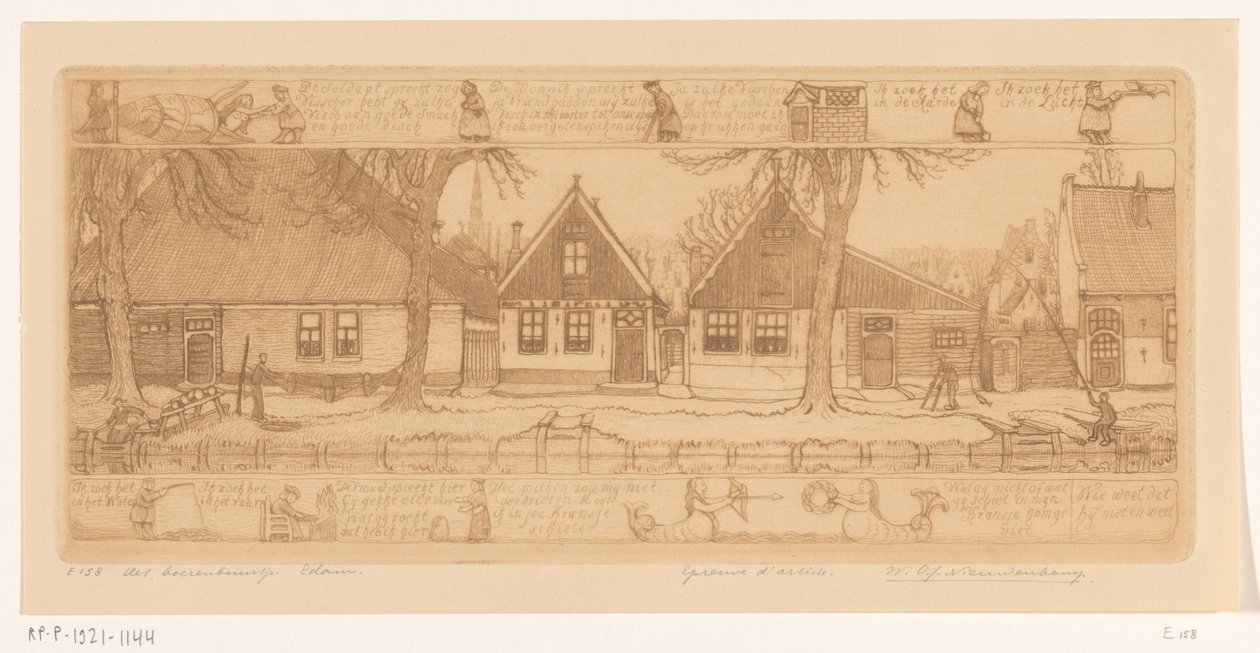 Het boerenbuurtje, Edam door Wijnand Otto Jan Nieuwenkamp (signed by artist)
