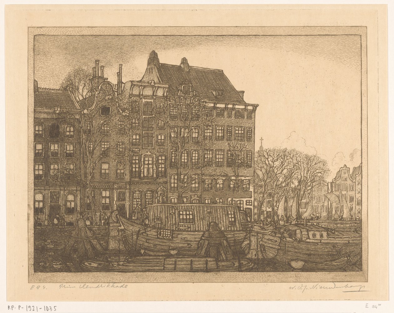 Huizen aan de Prins Hendrikkade in Amsterdam door Wijnand Otto Jan Nieuwenkamp (signed by artist)