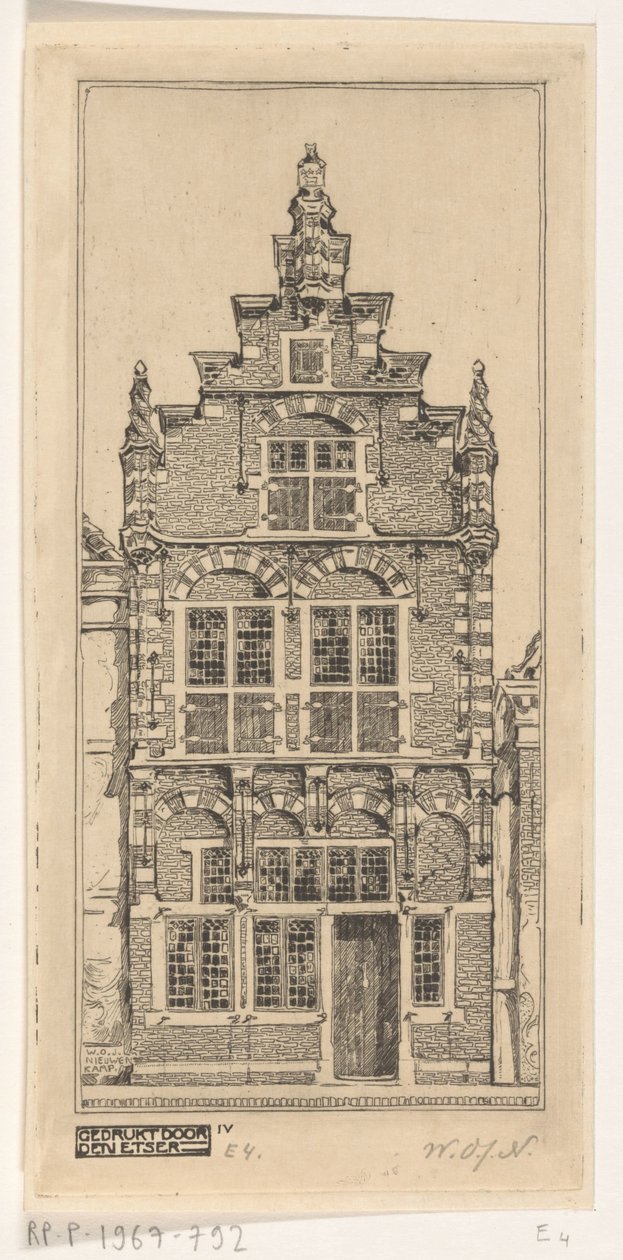 Voorgevel van het Edams Museum door Wijnand Otto Jan Nieuwenkamp (signed by artist)