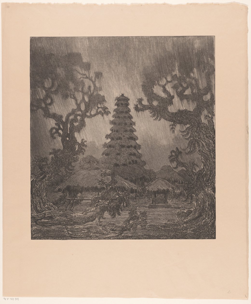 Pagode in de regen door Wijnand Otto Jan Nieuwenkamp