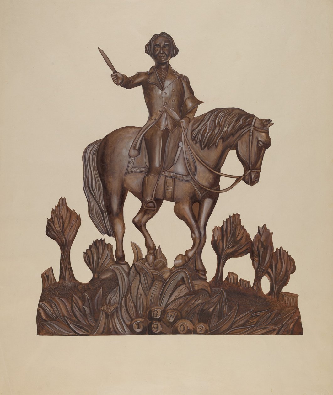 George Washington te paard, ca. 1938 door Wilbur M Rice