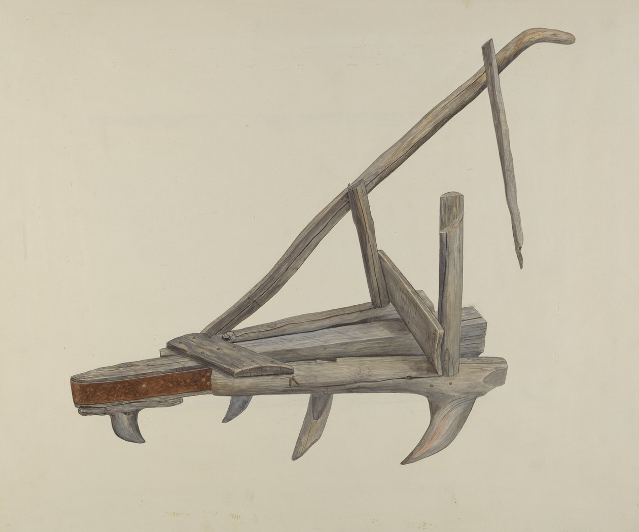 Houten eg of cultivator, ca. 1937 door Wilbur M Rice
