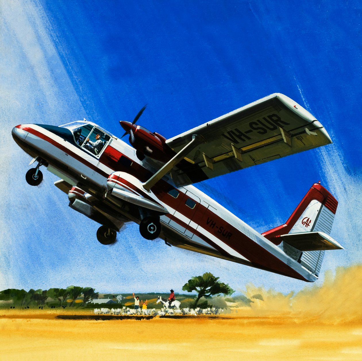 Tweemotorig Nomad-vliegtuig voor korte start door Wilf (20th century) Hardy