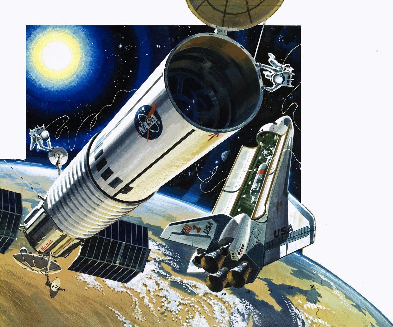 Niet-geïdentificeerde scène van spaceshuttle door Wilf (20th century) Hardy