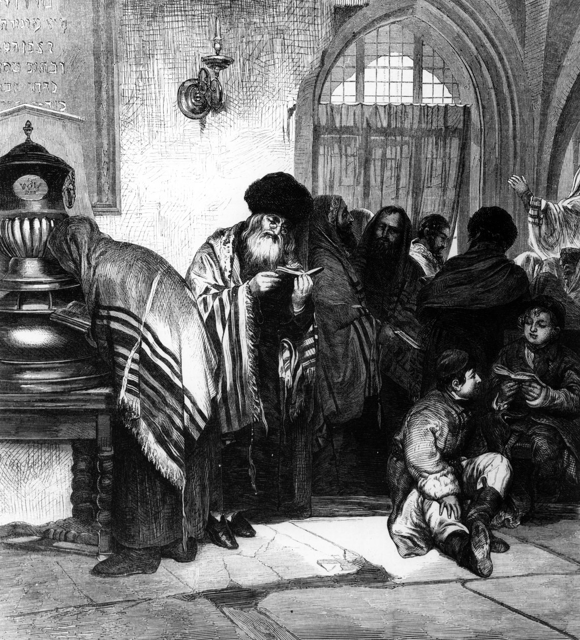 Poolse Joden in een Synagoge door Wilhelm August Stryowski