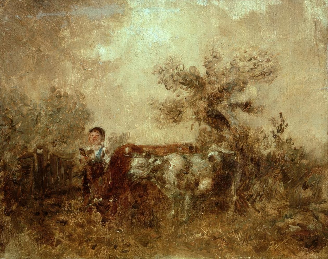 Zingende jongen met koeien door Wilhelm Busch
