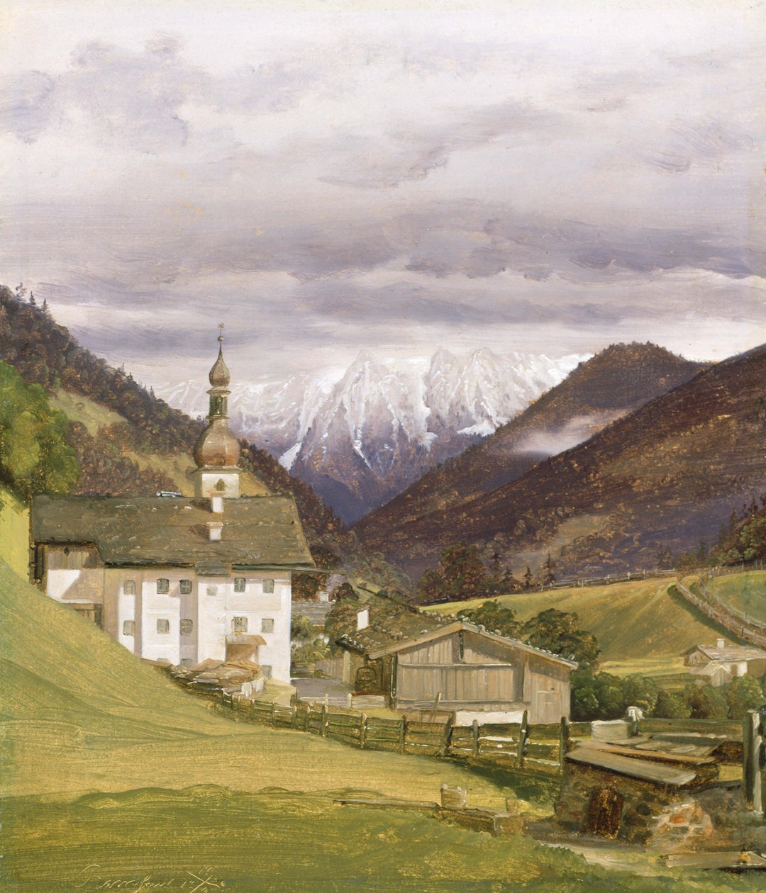 De kerk van Ramsau, 1832 door Wilhelm Bendz
