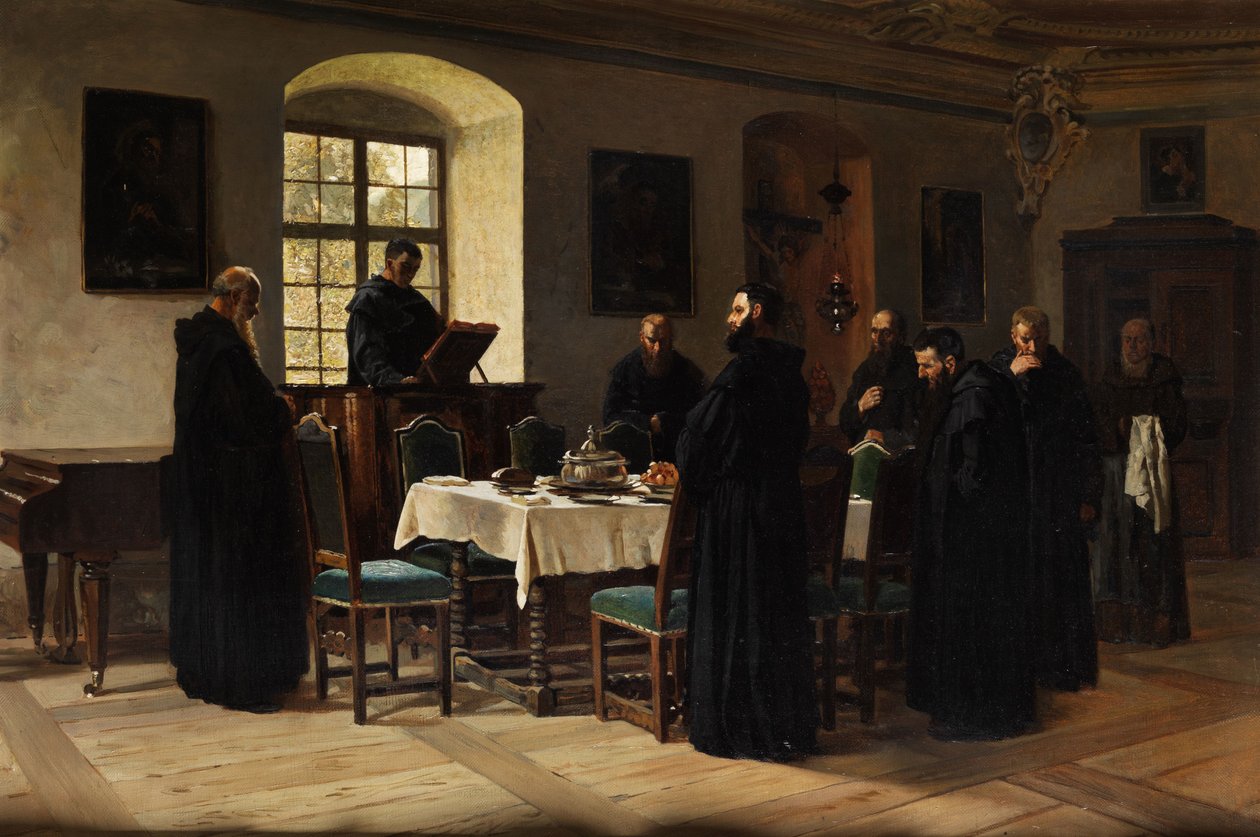 Monniken in de refter door Wilhelm Ludwig Friedrich Riefstahl