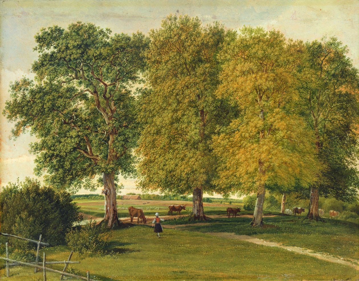 Herder met Vee onder Herfstbomen, ca. 1821 door Wilhelm Alexander Kobell