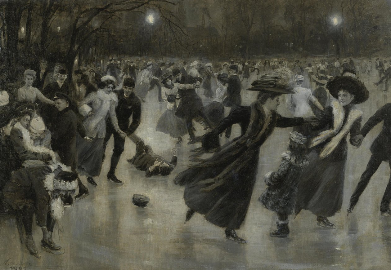 Feest op het ijs, 1909 door Wilhelm Gause