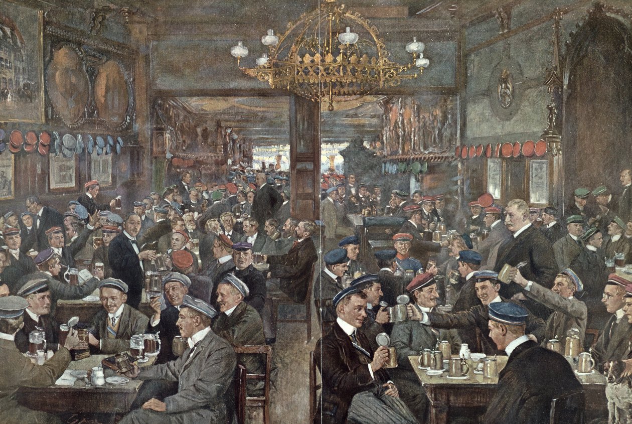 De Studentenbrasserie van de Thuringer Hof in Leipzig, c.1900 door Wilhelm Gause