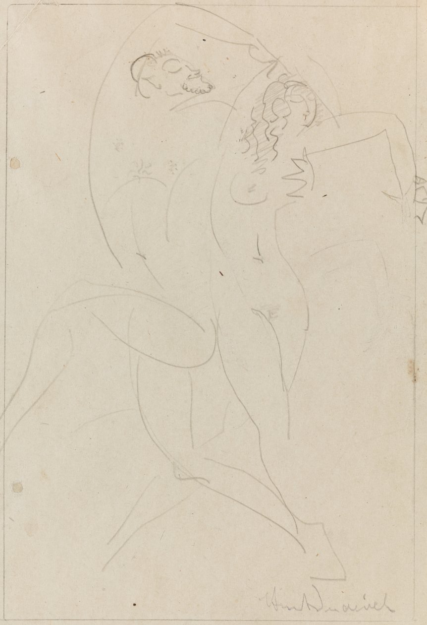 Nimf en Sater, ca. 1915 door Wilhelm Hunt Diederich