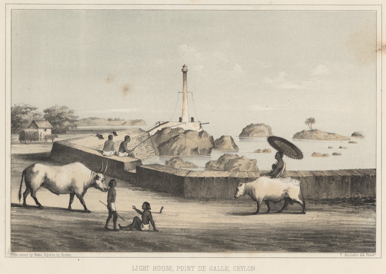 Vuurtoren, Point de Galle, Ceylon, 1855 door Wilhelm Joseph Heine
