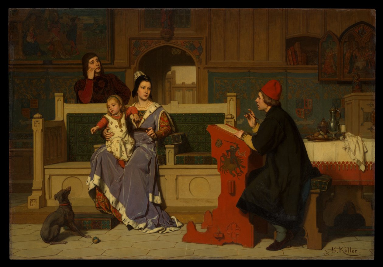 Hugo van der Goes schildert het portret van Maria van Bourgondië door Wilhelm Koller