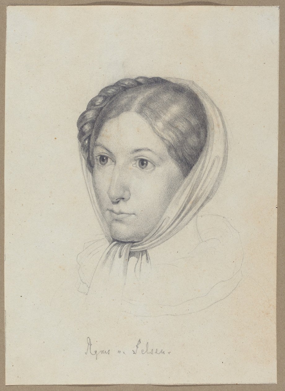 Agnes von Felsen, ca.1822 (grafiet) door Wilhelm Kügelgen