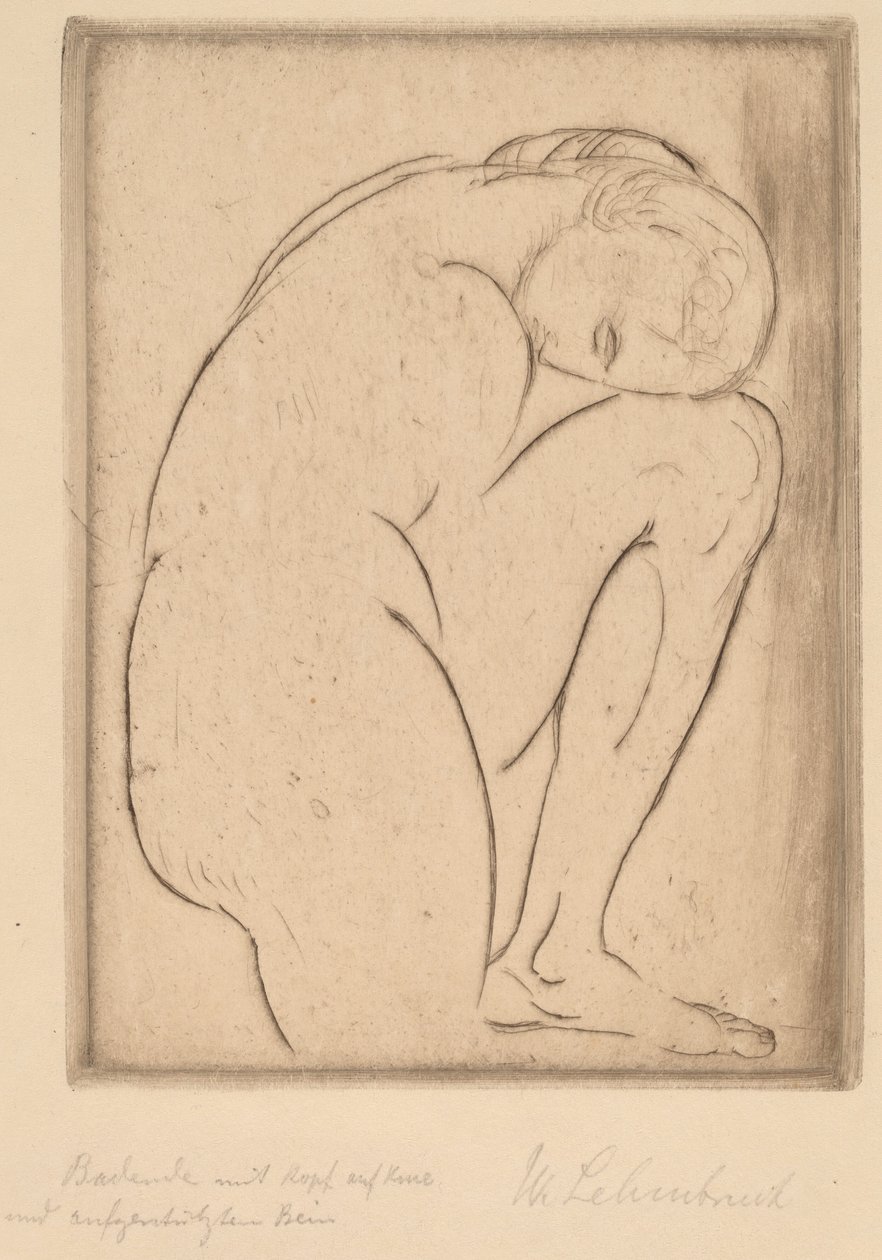 Bader met Haar Hoofd op Haar Knie door Wilhelm Lehmbruck