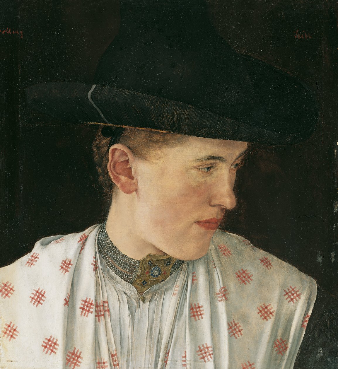 Hoofd van een boerenmeisje door Wilhelm Maria Hubertus Leibl