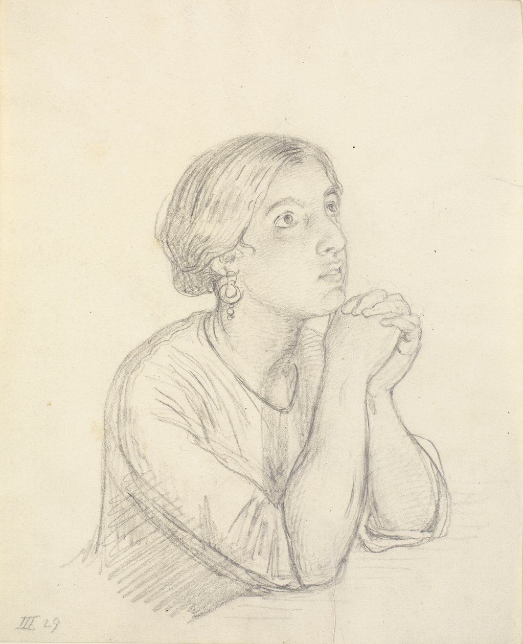 Biddende Italiaanse vrouw, borstportret door Wilhelm Marstrand