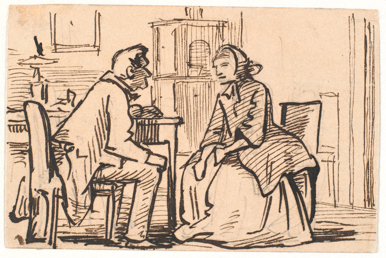Bezoek van de weduwe door Wilhelm Marstrand