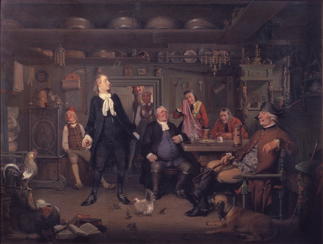 Uit Ludvig Holbergs "Erasmus Montanus", III akte, 3e scène door Wilhelm Marstrand
