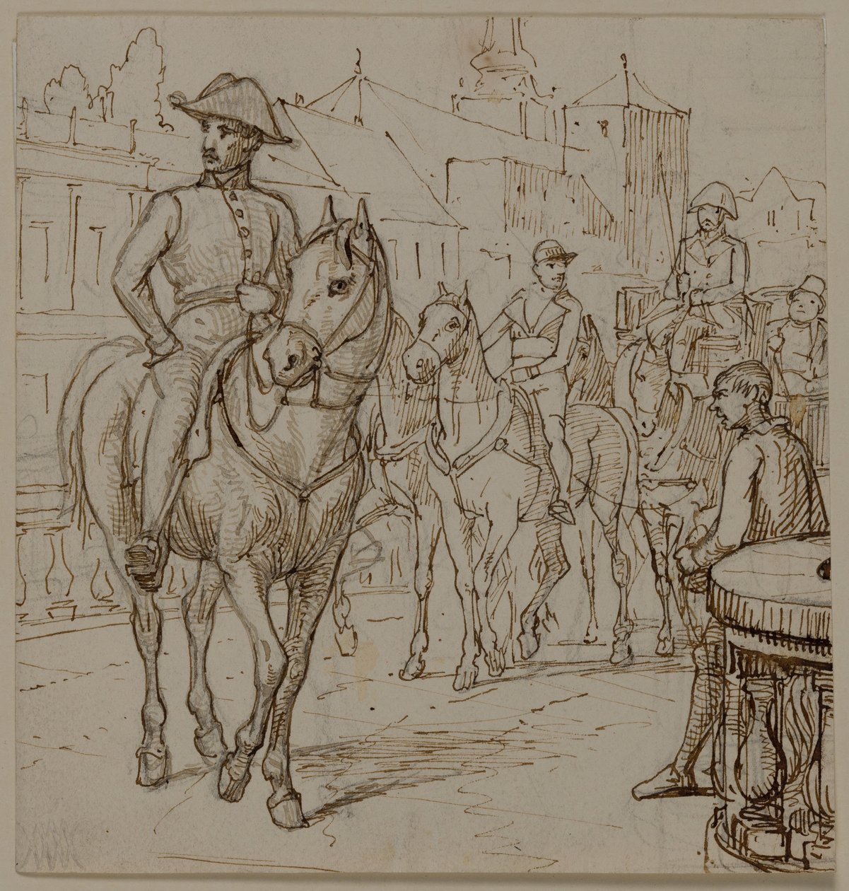Vierwielige koets met een dikke heer met hoed door Wilhelm Marstrand