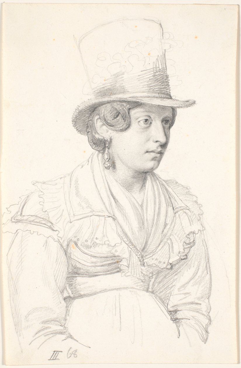 Italiaanse vrouw met hoge hoed door Wilhelm Marstrand