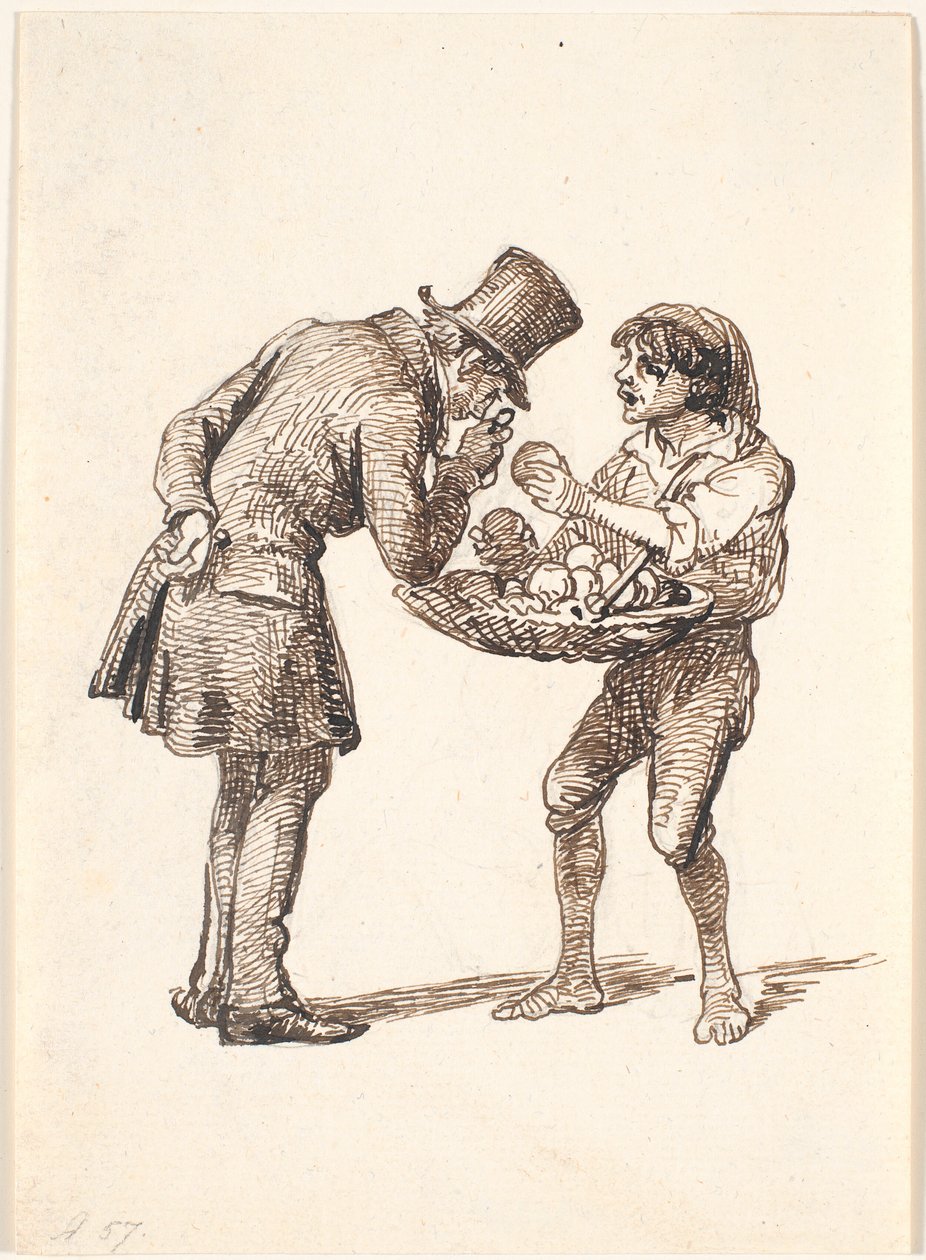 Italiaanse sinaasappelverkoper en de kritische klant door Wilhelm Marstrand